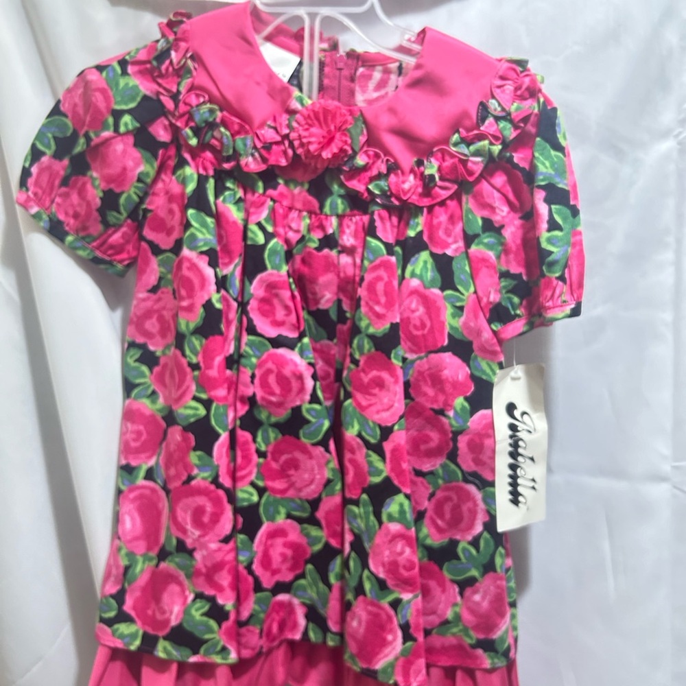 NWT Sz 3t Isabella black w/ pink flowers dress